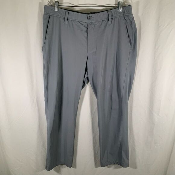 Under Armour Golf Pants Men's 36x30 Solid Grey Chino Pockets Button Zip - Picture 1 of 12